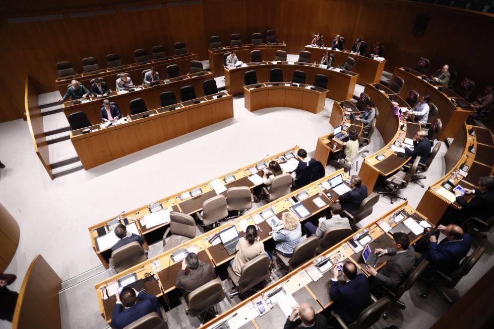 Huelga del 8-M en el pleno de las Cortes de Aragón