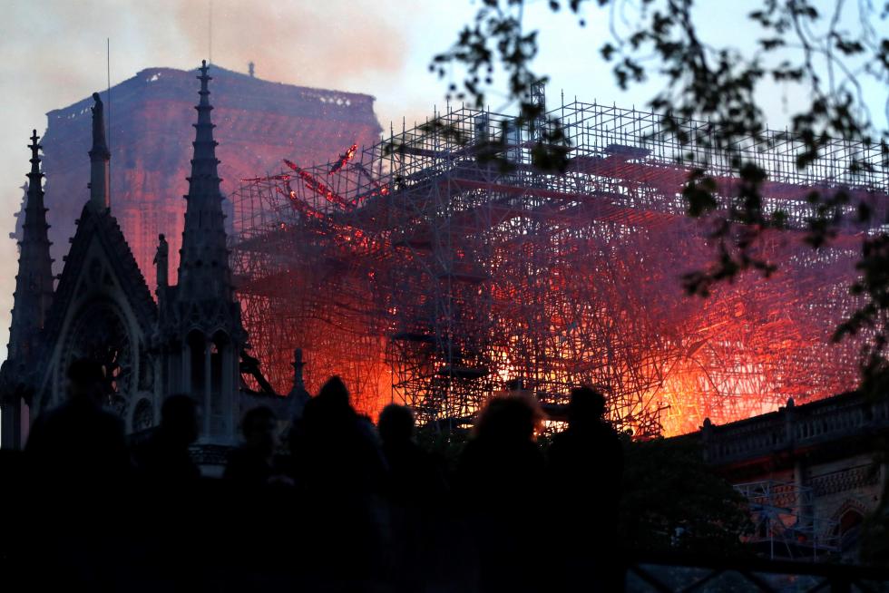 La catedral de Notre Dame, en llamas.