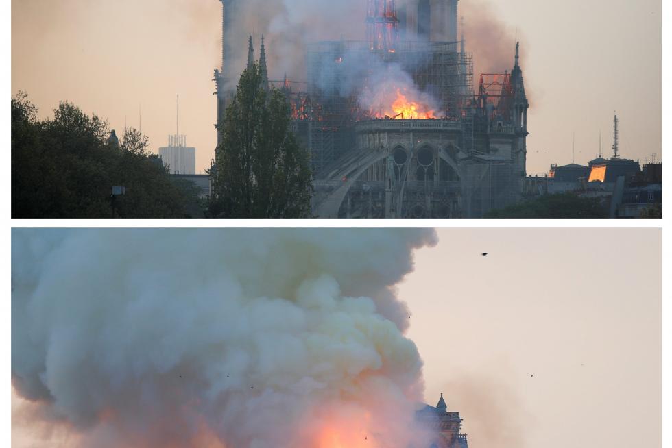 Incendio en la catedral de Notre Dame de París.