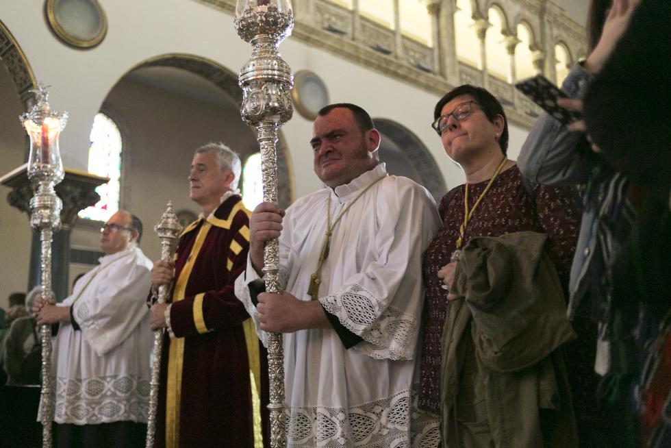 Procesión de la Eucaristía este Jueves Santo en Zaragoza.