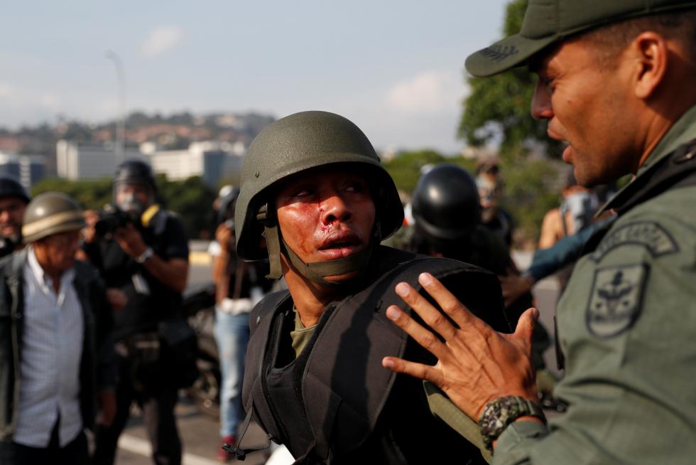 Manifestación en Caracas en apoyo al presidente interino de Venezuela, Juan Guaido.