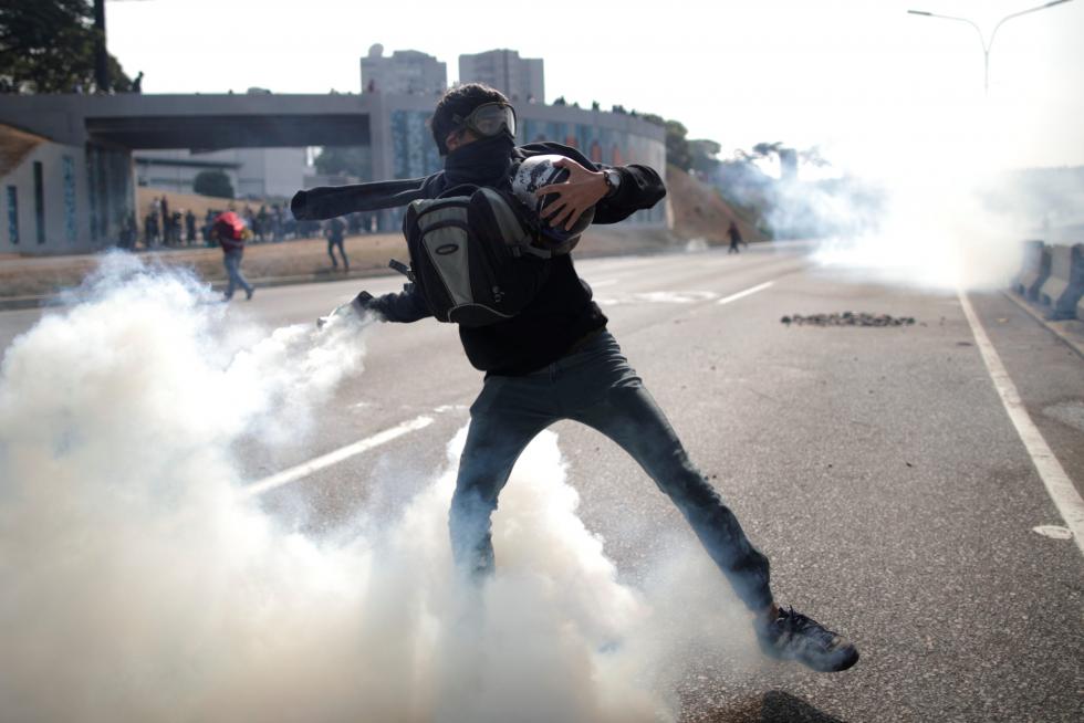 Manifestación en Caracas en apoyo al presidente interino de Venezuela, Juan Guaido.