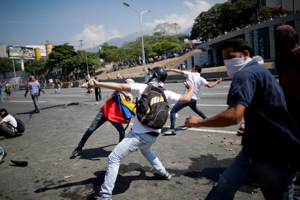 Manifestación en Caracas en apoyo al presidente interino de Venezuela, Juan Guaido.