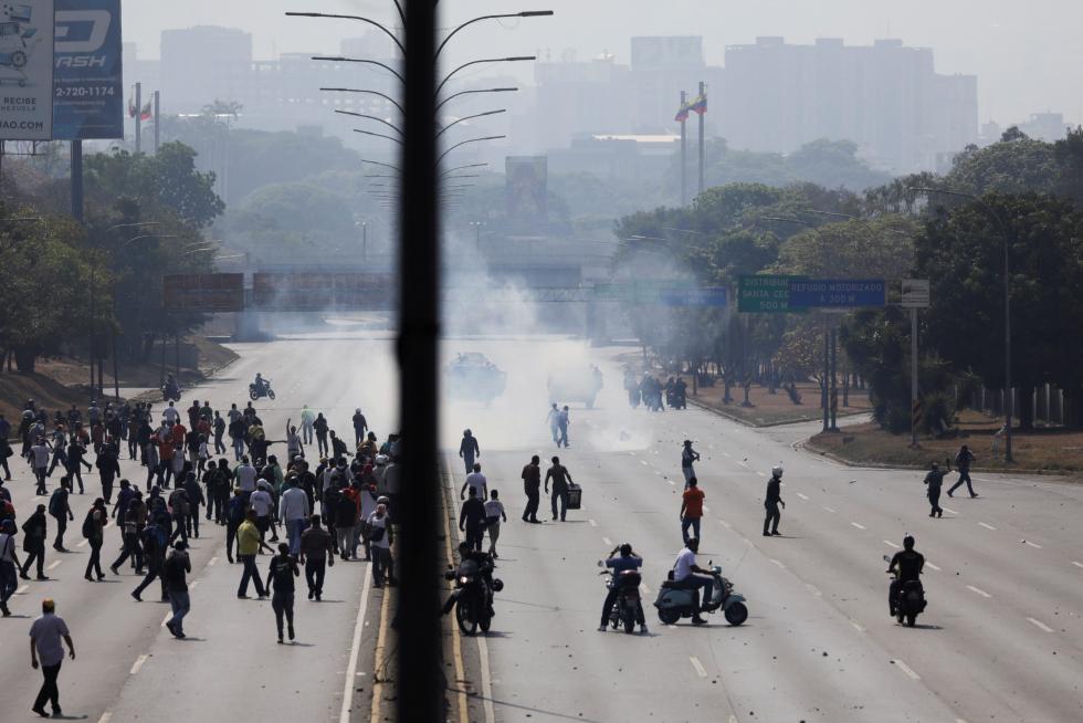 Manifestación en Caracas en apoyo al presidente interino de Venezuela, Juan Guaido.