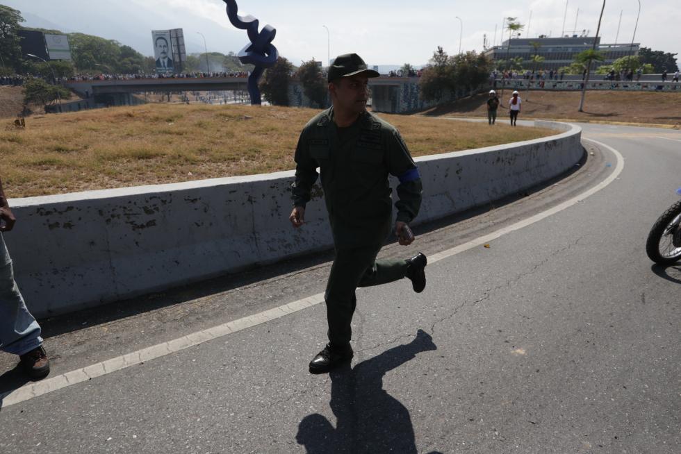 Manifestación en Caracas en apoyo al presidente interino de Venezuela, Juan Guaido.