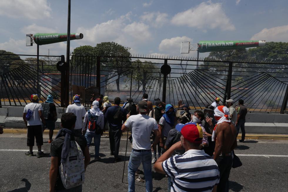 Manifestación en Caracas en apoyo al presidente interino de Venezuela, Juan Guaido.