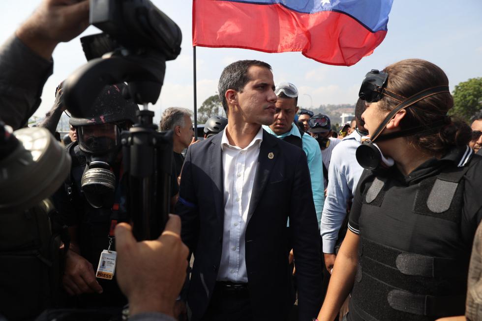 Manifestación en Caracas en apoyo al presidente interino de Venezuela, Juan Guaido.