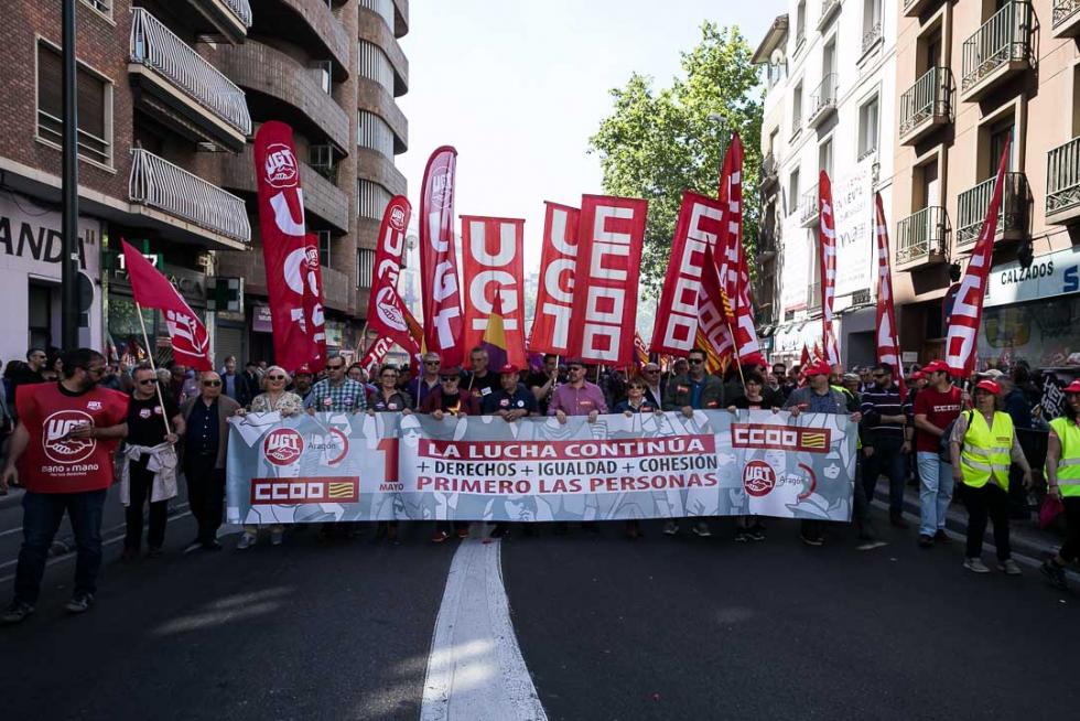 Manifestación en Zaragoza por el Día del Trabajador