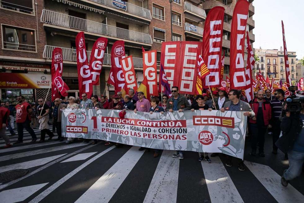 Manifestación en Zaragoza por el Día del Trabajador