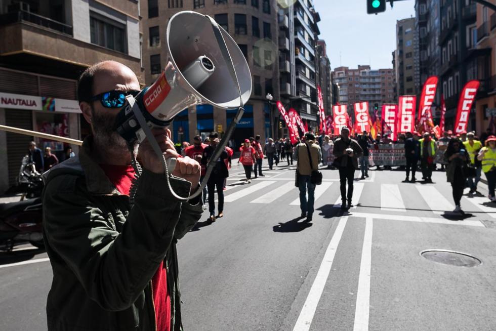 Manifestación en Zaragoza por el Día del Trabajador