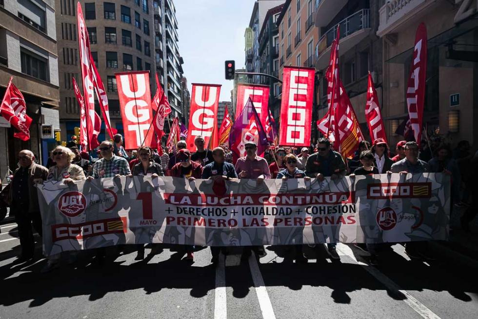 Manifestación en Zaragoza por el Día del Trabajador