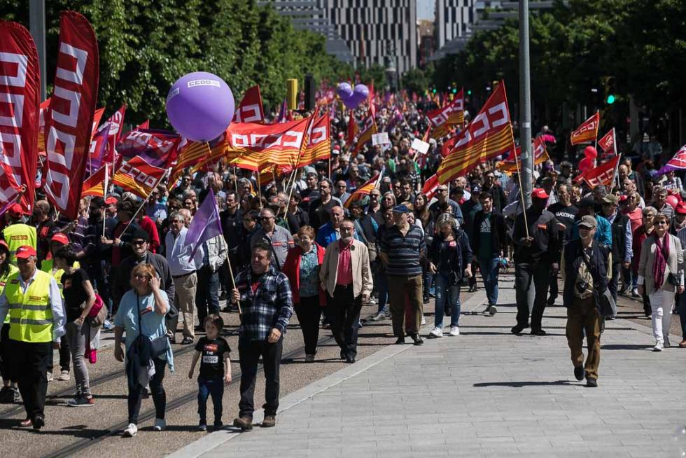 Manifestación en Zaragoza por el Día del Trabajador