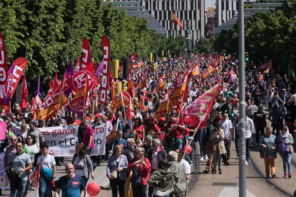 Manifestación en Zaragoza por el Día del Trabajador