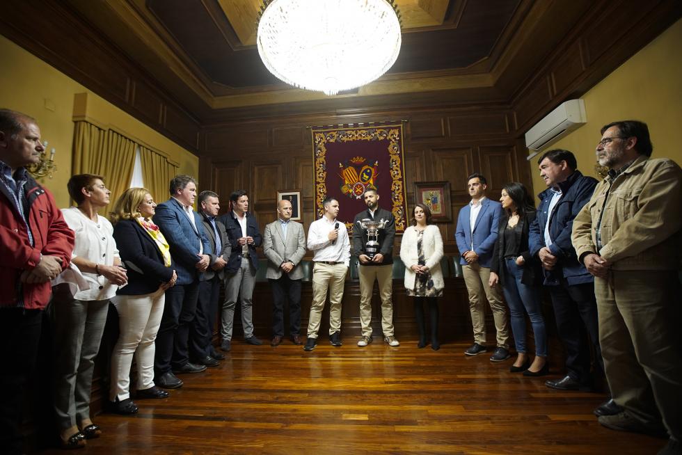 Recibimiento del CV Teruel en el Ayuntamiento y ofrenda a la patrona de la ciudad, Santa Emerenciana
