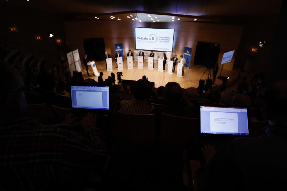 Preparativos del debate de los candidatos al Gobierno de Aragón.