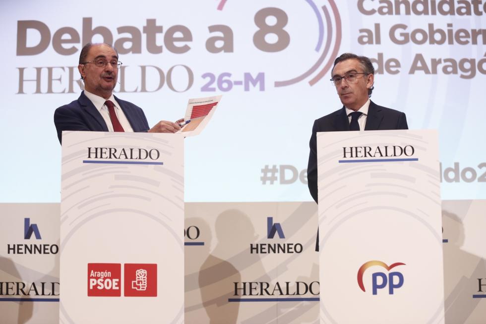 Lambán y Beamonte en el debate para la presidencia del Gobierno de Aragón.