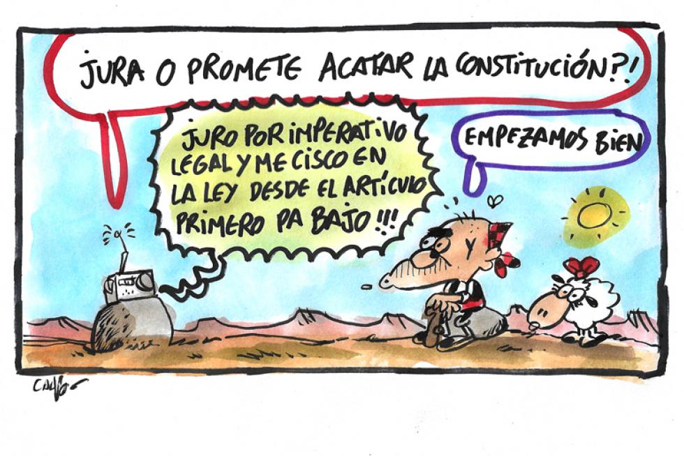 Jura o promete, nueva viñeta de Supermaño con motivo de la constitución de las Cortes Generales este martes.