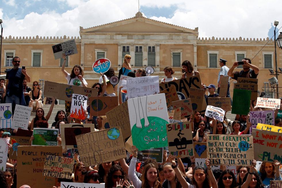 Manifestaciones contra el cambio climático en Grecia.