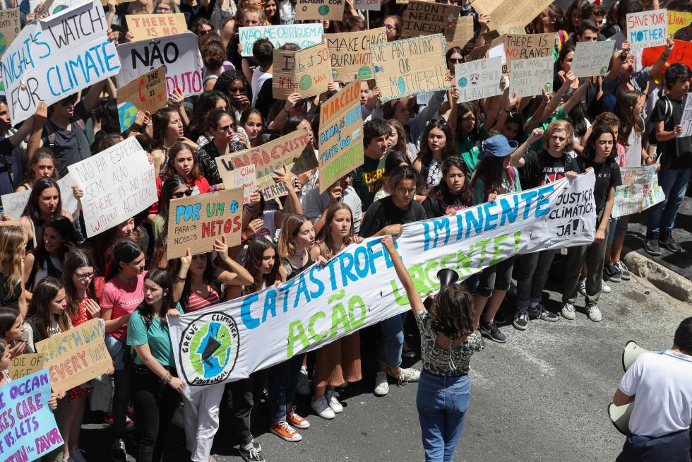 Manifestaciones contra el cambio climático en Portugal.