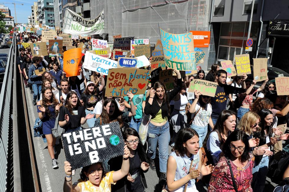 Manifestaciones contra el cambio climático en Portugal.