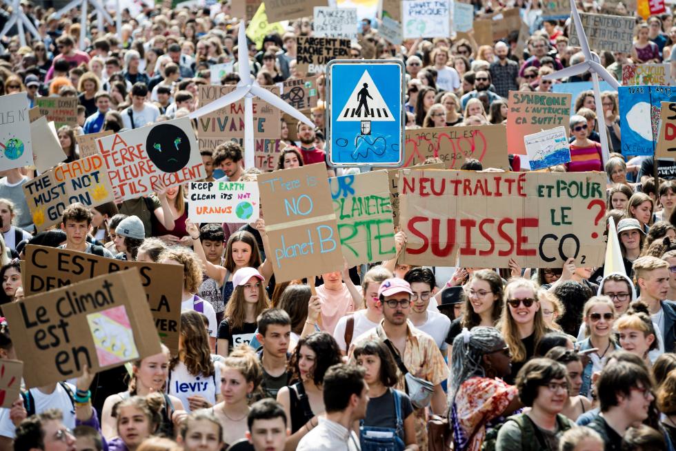 Manifestaciones contra el cambio climático en Suiza.