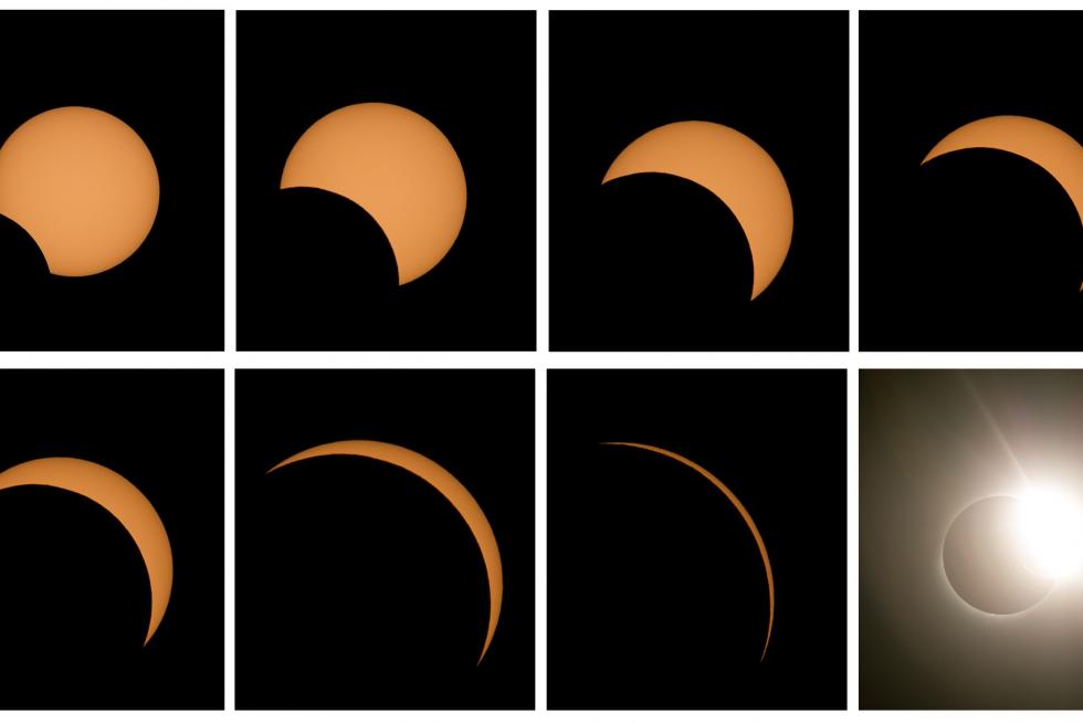AME2962. PORTO ALEGRE (BRASIL), 02/07/2019.- Espectadores observan el sol durante el eclipse de sol parcial, este martes en la ciudad de Porto Alegre (Brasil). EFE/Sebastiao Moreira Eclipse de sol desde Porto Alegre