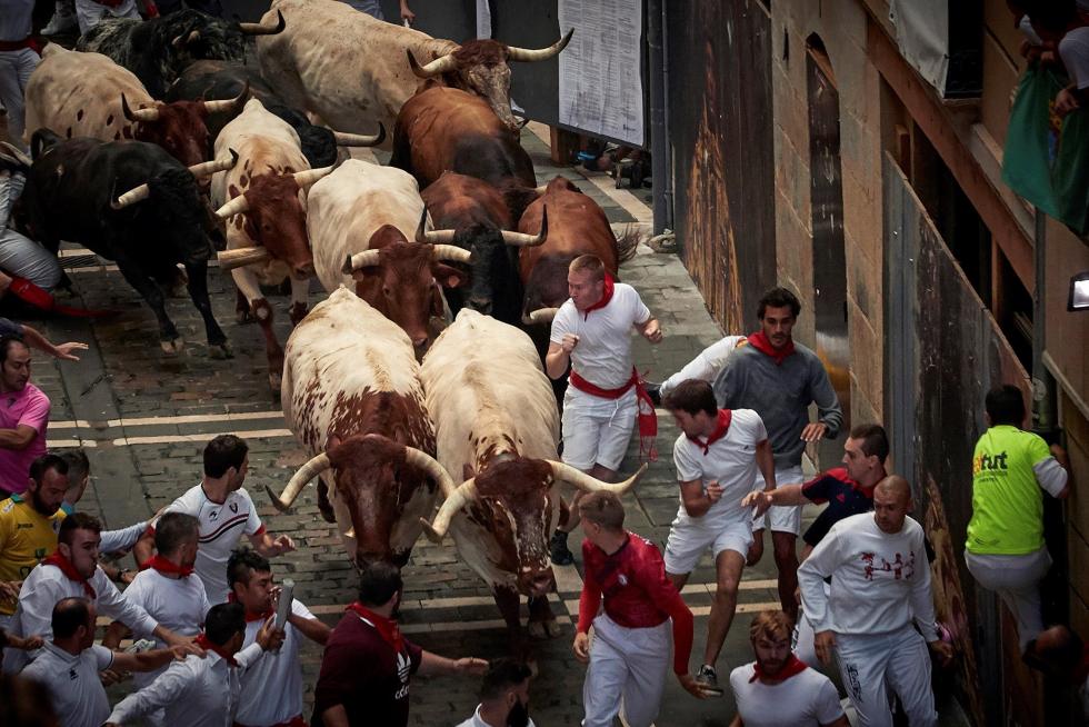Los toros de la ganadería gaditana de Cebada Gago han protagonizado un encierro rápido