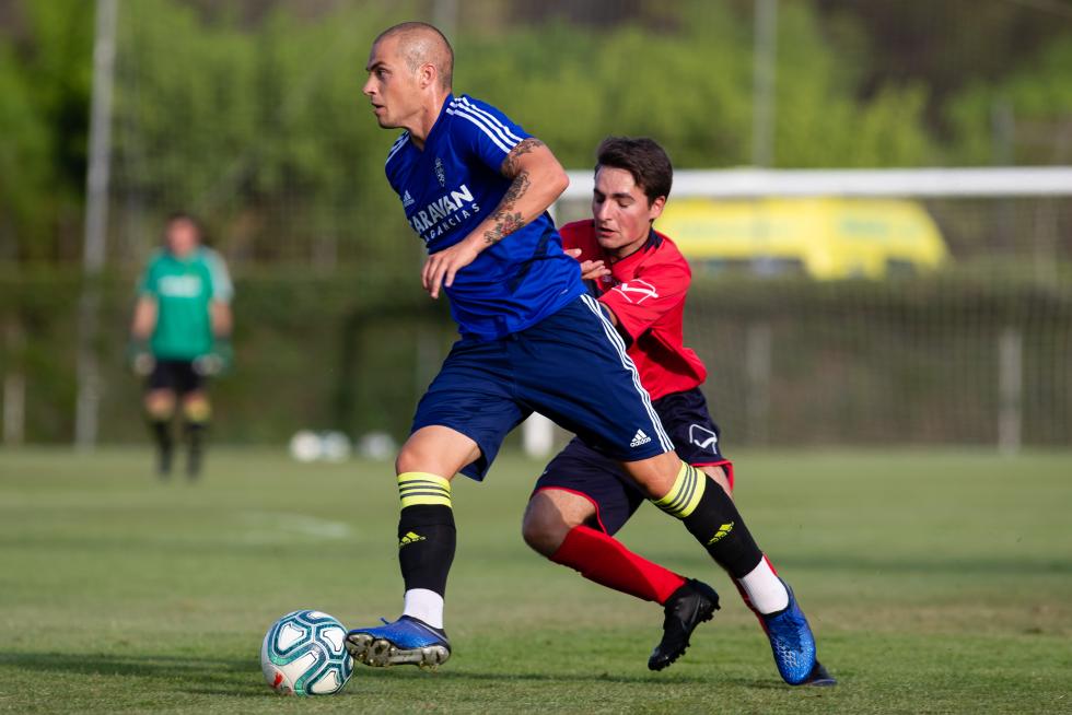 during the Spanish League football match between SD Huesca and SD Eibar at the El Alcoraz stadium in Huesca on April 23, 2019.