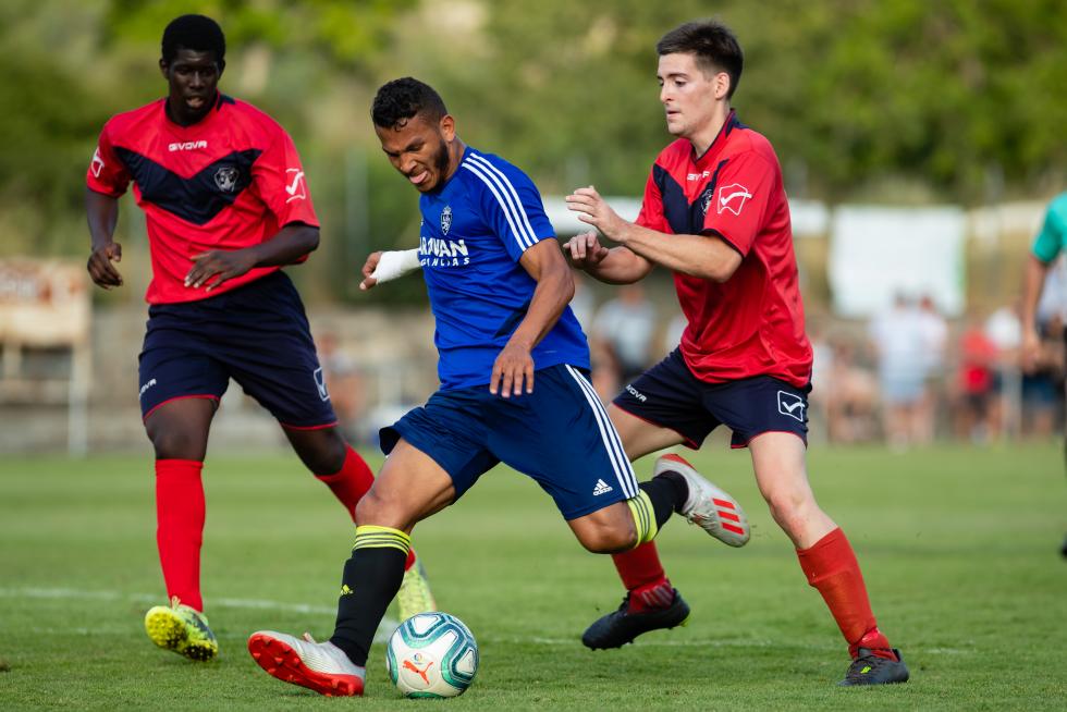 during the Spanish League football match between SD Huesca and SD Eibar at the El Alcoraz stadium in Huesca on April 23, 2019.