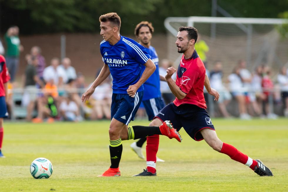 during the Spanish League football match between SD Huesca and SD Eibar at the El Alcoraz stadium in Huesca on April 23, 2019.