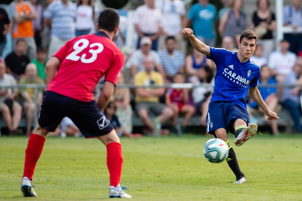 during the Spanish League football match between SD Huesca and SD Eibar at the El Alcoraz stadium in Huesca on April 23, 2019.