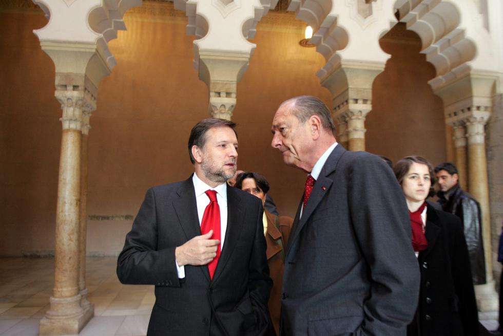 Chirac en Zaragoza, durante la XII Cumbre Hispano-Francesa