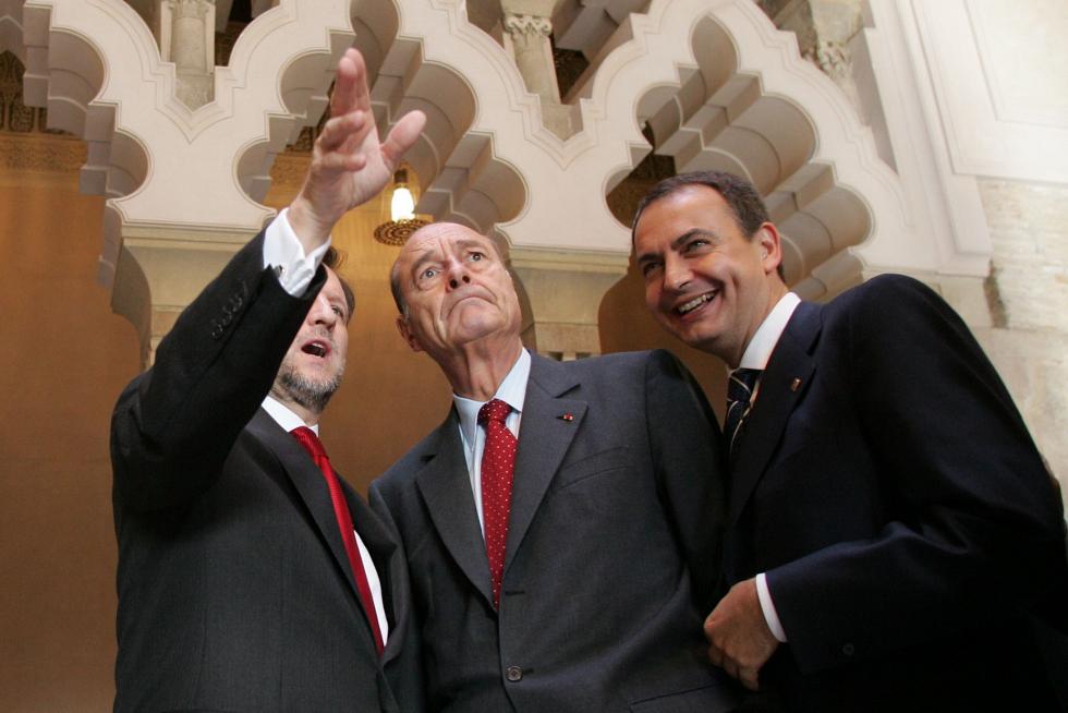 Chirac en Zaragoza, durante la XII Cumbre Hispano-Francesa