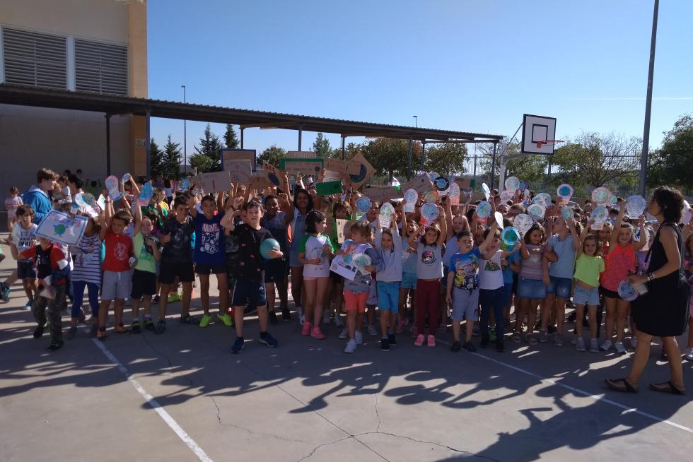 Acto celebrado en el colegio de Valdespartera este viernes, con motivo de la Semana del Clima.
