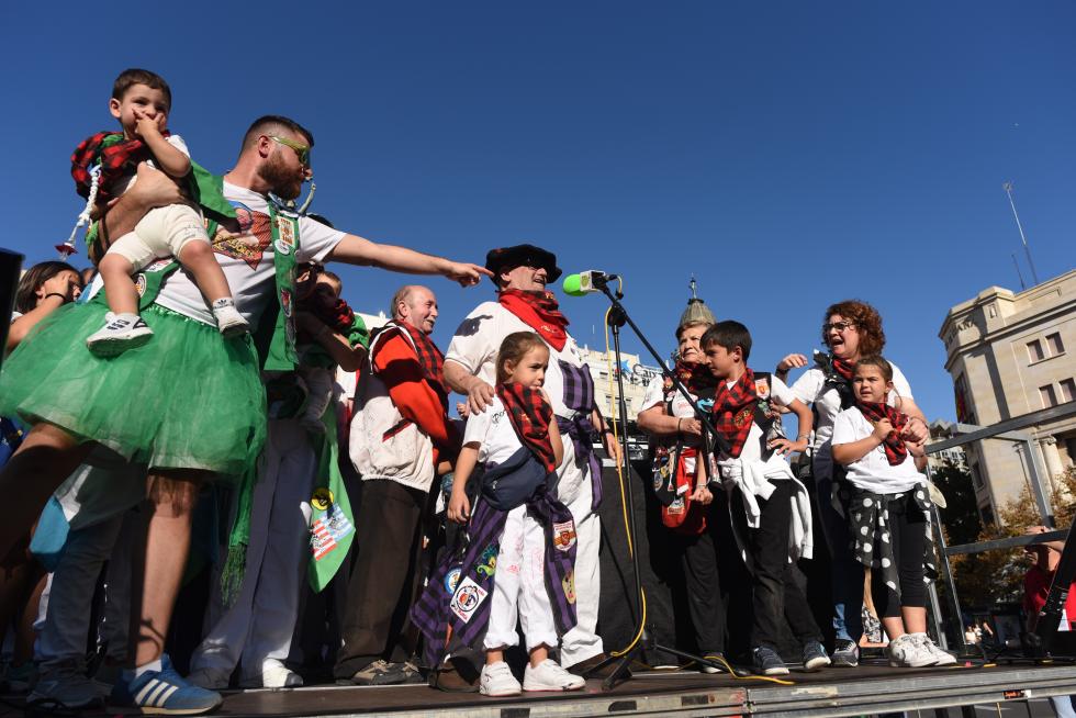 Pregón peñista en Zaragoza por las Fiestas del Pilar 2019.