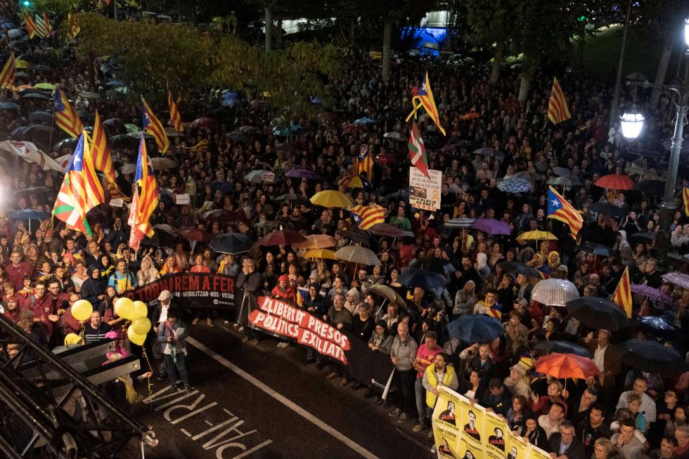 Manifestación en el centro de Barcelona