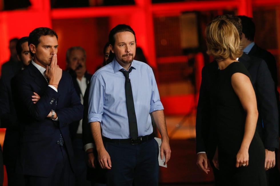 Los candidatos de los principales partidos, durante el debate