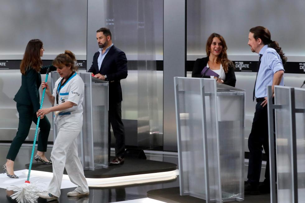 Los candidatos de los principales partidos, durante el debate