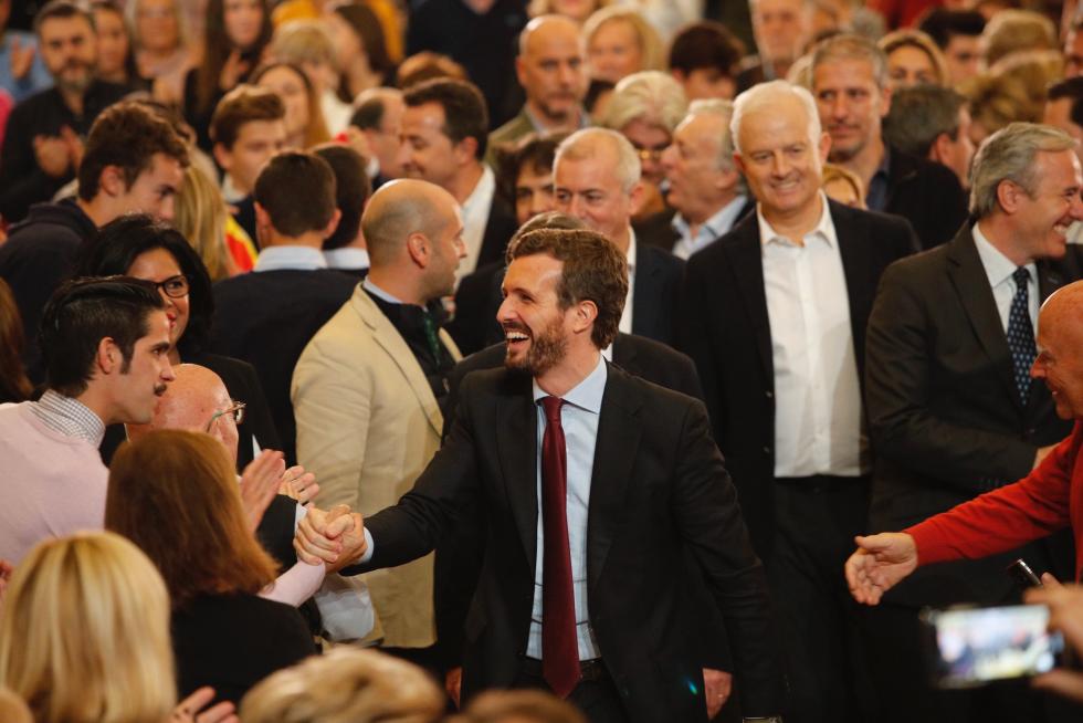 Mitin del candidato del PP Pablo Casado en Zaragoza