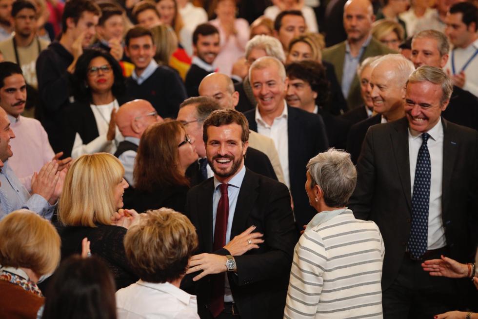 Mitin del candidato del PP Pablo Casado en Zaragoza