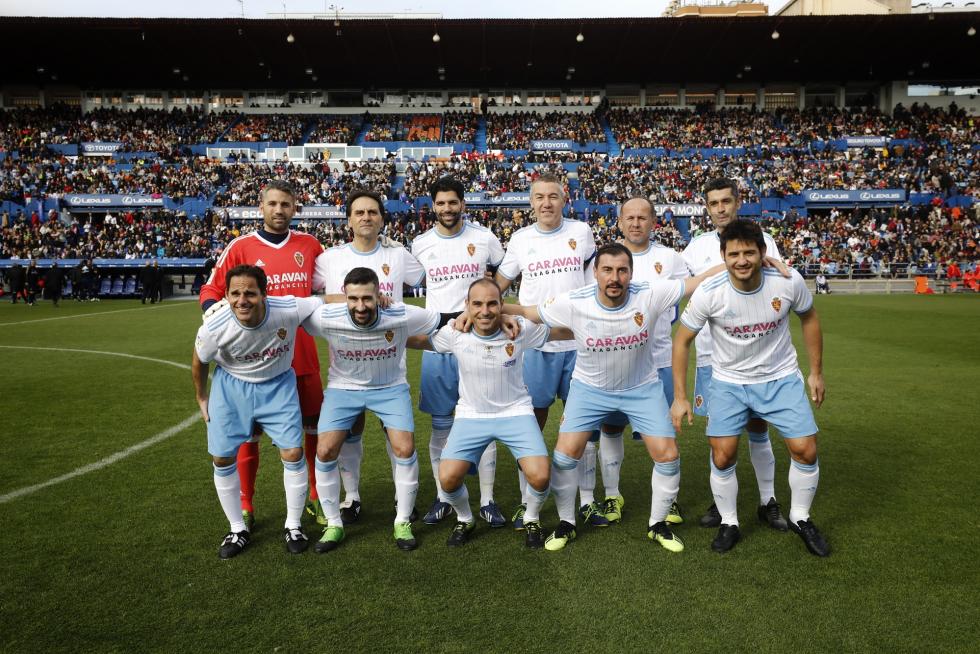Partido de Aspanoa, que celebra este 2019 su 25º aniversario, entre los veteranos del Real Zaragoza y el Real Madrid, disputado en La Romareda