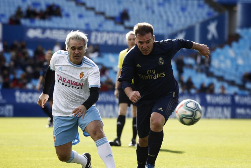 Partido de Aspanoa, que celebra este 2019 su 25º aniversario, entre los veteranos del Real Zaragoza y el Real Madrid, disputado en La Romareda