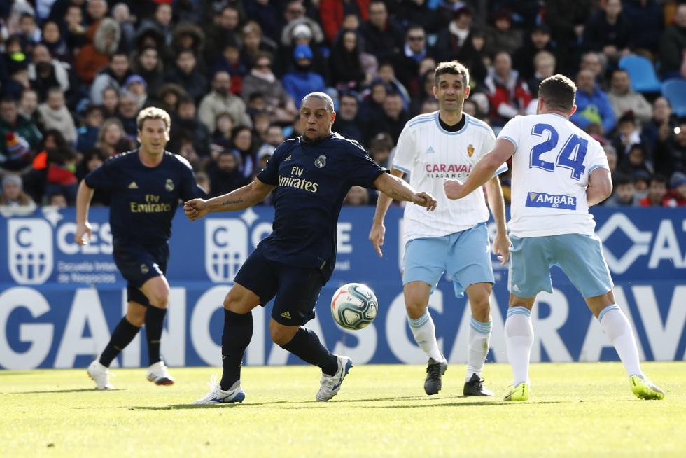 Partido de Aspanoa, que celebra este 2019 su 25º aniversario, entre los veteranos del Real Zaragoza y el Real Madrid, disputado en La Romareda