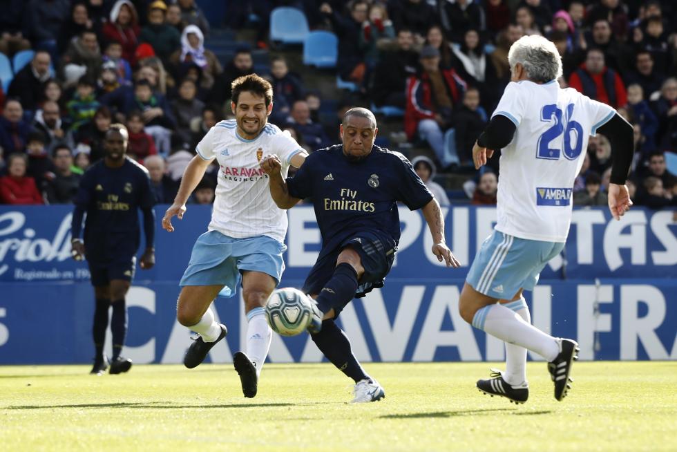 Partido de Aspanoa, que celebra este 2019 su 25º aniversario, entre los veteranos del Real Zaragoza y el Real Madrid, disputado en La Romareda