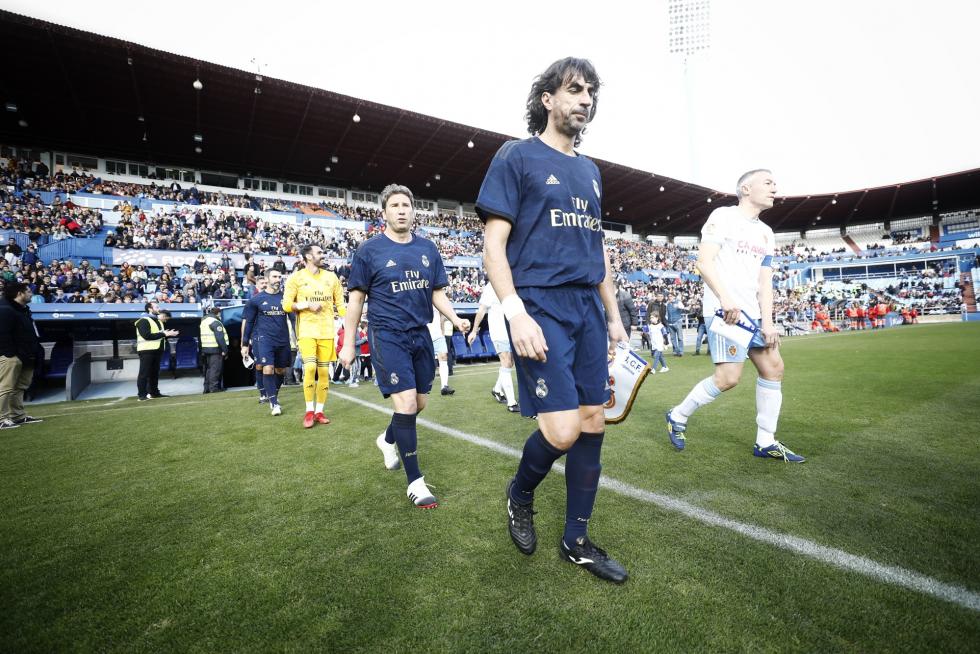 Partido de Aspanoa, que celebra este 2019 su 25º aniversario, entre los veteranos del Real Zaragoza y el Real Madrid, disputado en La Romareda