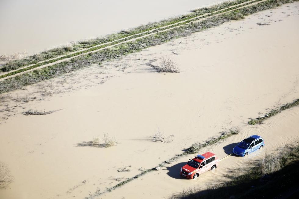 Crecida del río Ebro a su paso por la localidad zaragozana de Gallur.