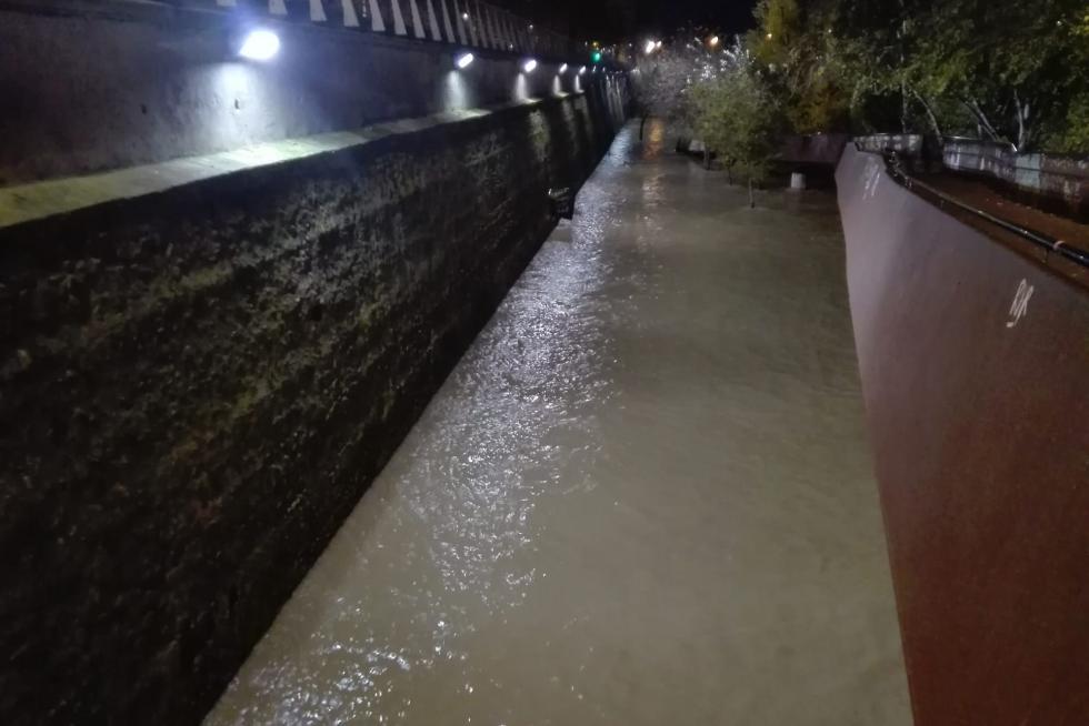 La crecida del Ebro anegó las riberas del río a su paso por la capital.