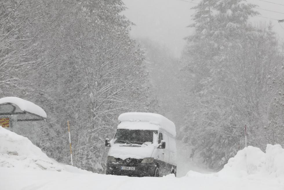 Nevada en enero entre Canfranc y Candanchú