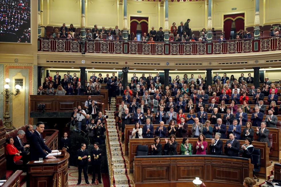 Imágenes de la primera jornada del debate de investidura de Pedro Sánchez.