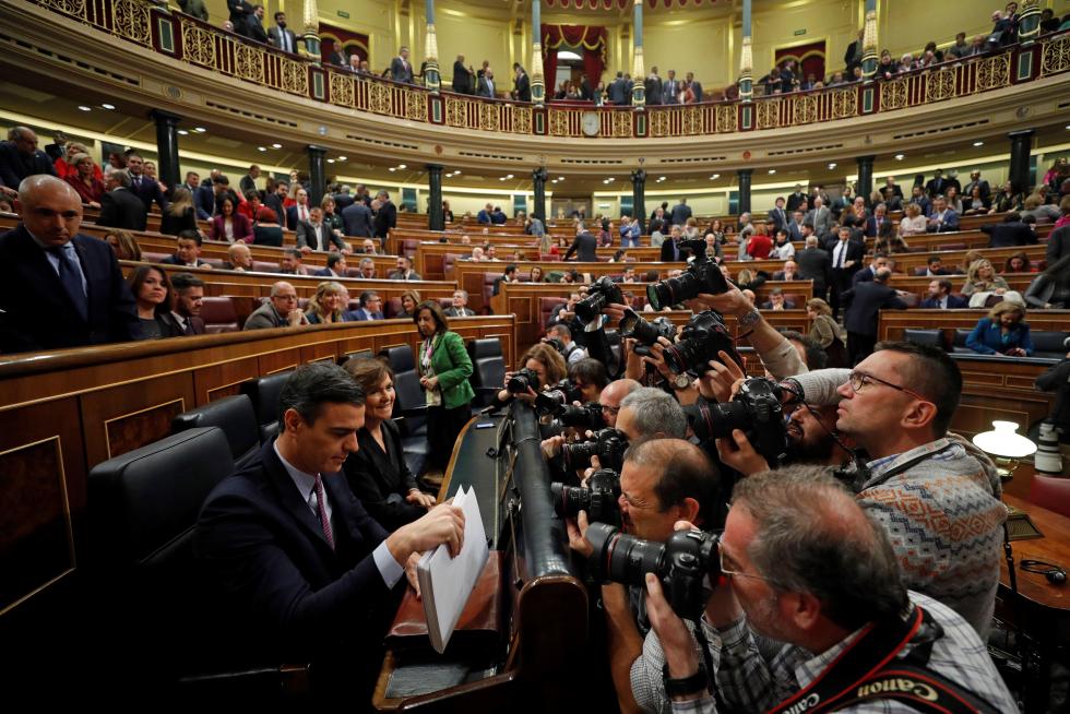 Imágenes de la primera jornada del debate de investidura de Pedro Sánchez en el Congreso de los Diputados.